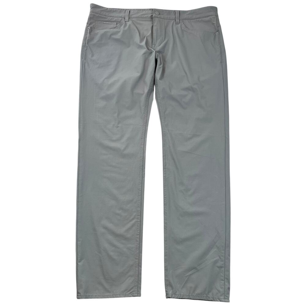 BOSS Hugo Boss Mens 38x32 Gray Stretch Performance Pants Slim 5 Pocket